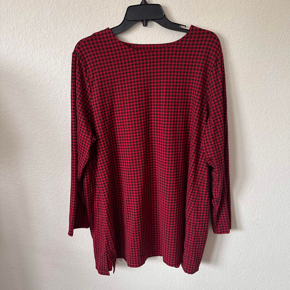 J. Jill Tunic Top 2X Buffalo Plaid Gingham Soft Knit Cozy Cabincore